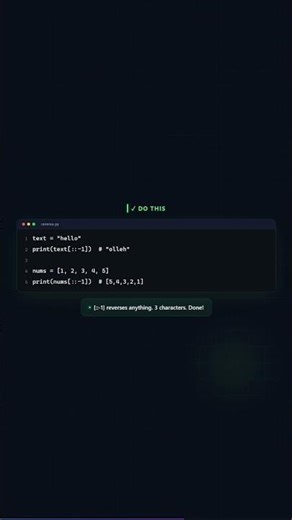 Tip #12 - Reverse a String with Slicing 🤯#fyp #shorts #programming #python #viral