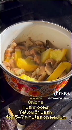 Let’s Make: Minecraft Suspicious Stew 🍄🌼 ʚ— 1/4th Onion ʚ— Garlic Cloves: 2-3 ʚ— Thyme: 1/2 tsp ʚ— Fennel Seeds: 1/8 tsp ʚ— Red cracked pepper: 1/8 tsp ʚ— White Mushroom: 4.0 Oz (122 g) ʚ— Handful of Dandelion Greens ʚ— Yellow squash (for color): 1/4 cup (48 g) ʚ— Veggie broth: 1 cup (216 mL) ʚ— Water: 1/2 Cup (108 mL) ʚ— Cream: 1 tbsp ʚ— Salt & Pepper to Taste ʚ— Dandelion Flowers ʚ— Olive Oil ʚ— Chili Powder ʚ— Salt & Pepper Bake at 220 F (104 c) for 2-3 minutes Extra ʚ— Green onions chili f