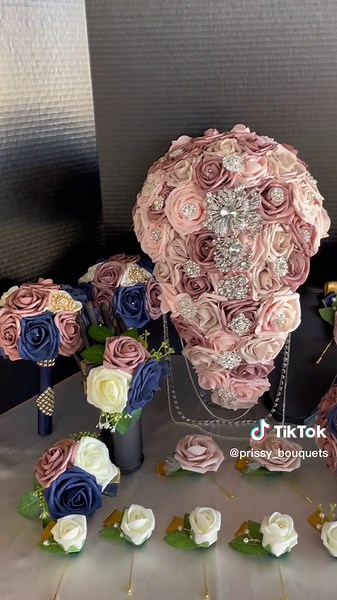 ✨Romance✨ Check out our new tear drop bridal bouquet. Its a party!! Wedding party that is…. #prissybouquets #weddingtiktok #fypシ #engaged #marriedlife
