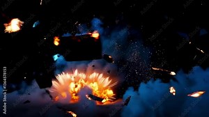 Realistic Cinematic Explosion Effect | Fiery Blast with Smoke, Sparks, and Debris | VFX Element Stock Video