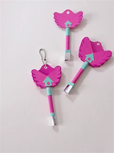 DIY paper Squidgame Key #fyp #mydiy #diy #papercraft #tutorial #diytoys #squidgamekeychain