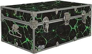 C&N Footlockers Designer Storage Trunks - Hi-Tech Themes - 32 x 18 x 13.5 Inches - Durable and Built to Last - Lockable (Green Electric Lava)