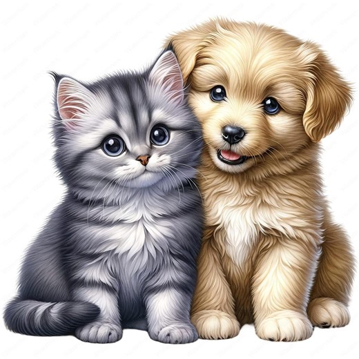 Cat & Dog Friendship Clipart Bundle | Pet Art (digital Download) - Etsy