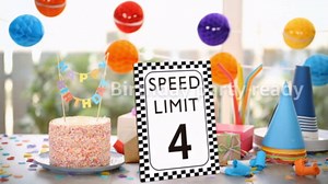 Race Car Birthday Decor, Speed Limit Sign, Fast Four, Race Car Birthday Party Decorations, 8×11 Wooden Play Sign with Stand, Let's Go Racing Party Supplies for Boy Race Fans - LP065
