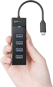 SANZANG 4 Ports USB C Hub, 5Gbps Splitter Port Expander for Laptop, Xbox, Flash Drive, HDD, Console, Printer, Camera, Keyboard, Mouse (6 Inch)