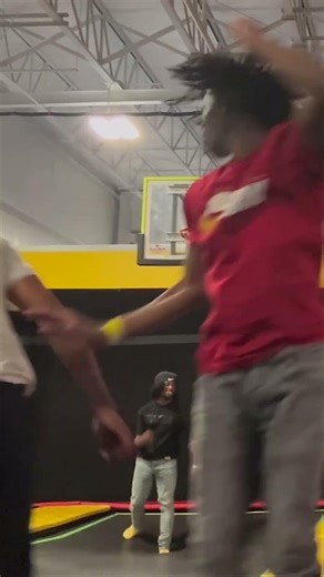 Vid out right now🤣 he got dunked on!! #trending #basketball #viral #trampoline