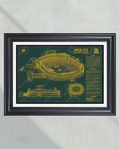 Green Bay Packers Lambeau Field Stadium Blueprint - Iconic Wall Art Print - Etsy