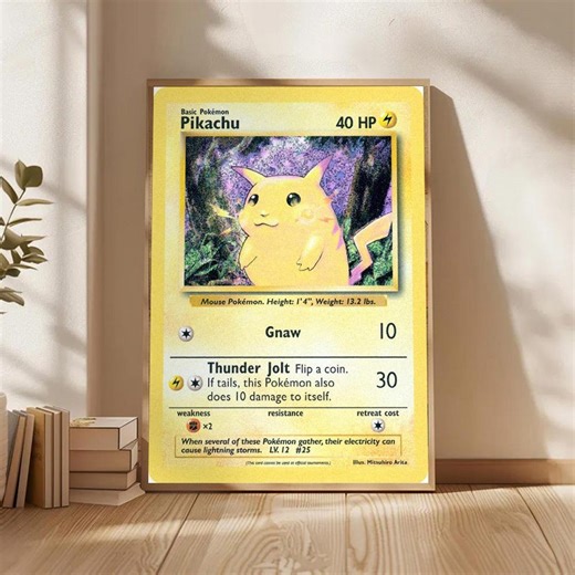 Pikachu Poster | Pokemon Card Wall Art - Etsy