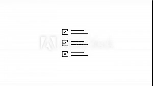 Black outline Check List 4k icon animation on white background. black outline checklist animation, 4k icon animation, task list animation, checklist graphic, animated checklist, task management icon,