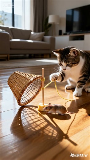 Shocking! 😱😱 Genius cat DIY trap to catch a mouse —बिल्ली ने जाल बनाया|天才猫の自作トラップで捕れる#tabbycat #trap