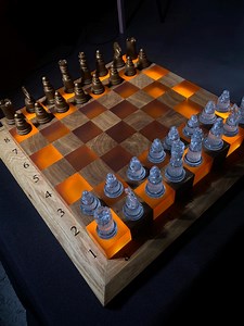 Minimalist Chess Set – Custom Epoxy & Wood Board | Personalized Handmade Pieces | Elegant Modern Chess for Home or Office - Etsy Canada