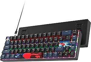 60 Percent Gaming Keyboard 68 Keys Mechanical Keyboard Rainbow Backlit Compact Wired Keyboard with Red Switch for Windows PS4/5 Xbox(68 Blue)