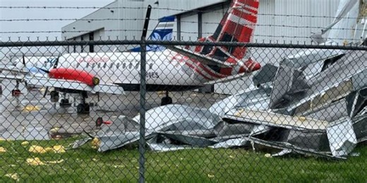 Storm damages maintenance facility at Springfield-Branson National Airport