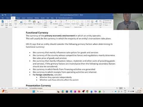 ACCA F7 Effect of Changes in Foreign Exchange Rates IAS 21