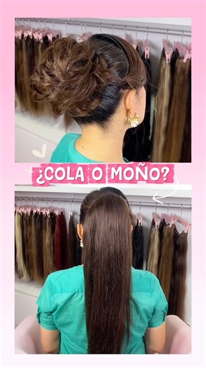 Cola postiza o moños de cabello natural