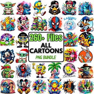 260  Cartoon Bundle PNG, Cartoon Characters, Cartoons Bundle, Retro Png Files, Cartoon Png, Superhero Clipart, T Shirts Design - Etsy