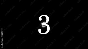Top five countdown in loop numbers from 1 to 5 animation on black background.