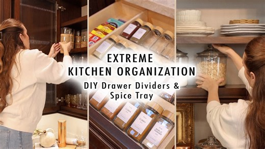 DIY kitchen organization with drawer dividers and spice trays