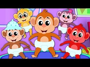 Five Little Babies Jumping On The Bed | Nursery Rhymes & Baby Songs By Children