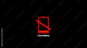 Simple animation of a low battery indicator in flat design. Moving image of a low battery with a simple animation.