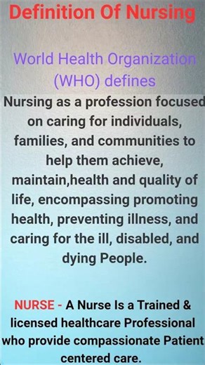 Nursing & Nurse Definition in 15 Sec🔥 | WHO Definition Explained!🌸Most Important⭐️