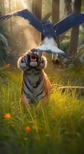 Eagle Snatches Tiger😱😱 — Aerial Attack in Grassland 🦅🐅⚡🌾 | Wild Interaction Diaries