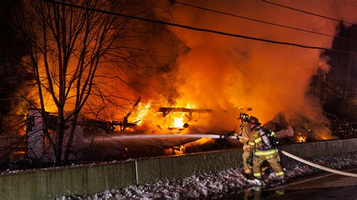 Watch: Fire burns at Manheim Township building on Monday morning
