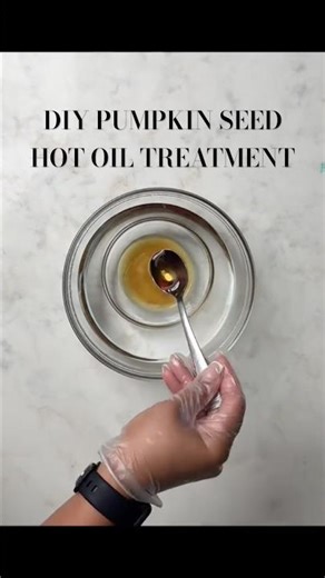 Pumpkin seed hot oil treatment to strengthen your hair, promote growth, and add shine✨