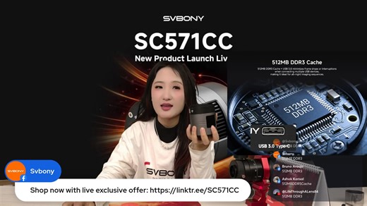 When: January 29th 7pm(EST ) ; Where: Svbony offical live stream（Youtube&Facebook) Launching TODAY! Dive into deep space like never before with SVBONY’s SC571CC Cooled Camera, Featuring a 26MP APS-C IMX571 sensor, TEC dual-stage cooling (-35°C) , and Zero Amp Glow for pristine, noise-free images. Capture sprawling nebulae, galaxies, and Ha emissions with 16bit depth and 80% QE clarity. Exclusive LIVESTREAM Offer: Orders placed during the stream get a FREE gift (choose SV226P filter drawer or SV4