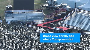 First drone shots of Butler rally site where Trump was shot