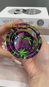Glass Cigarette Ashtray with Colorful Pattern…