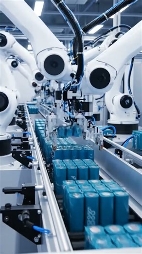 High-Speed Robotic Arms Assembling Next-gen 4680 Battery