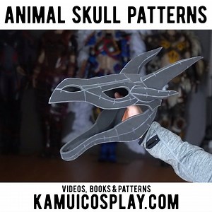 As promised, here is a bird, wolf, dragon, ram and saber tooth skull pattern: https://www.kamuicosplay.com/product/animalskull/ Skulls are great for many different costumes, props or even just as Halloween decoration! This collection includes 5 different designs (plus horns) as well as a sizing chart so you can print them out in the right size. I can't wait to see what you will do with these! Don't forget to tag me when you upload something! Here is a little video showing you how to use the patt