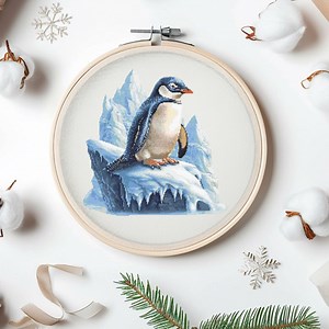 Penguin Cross Stitch Pattern Instant PDF Download - Penguin Watercolor Cross Stitch Hand Embroidery Forest Winter Animal Pattern - Etsy