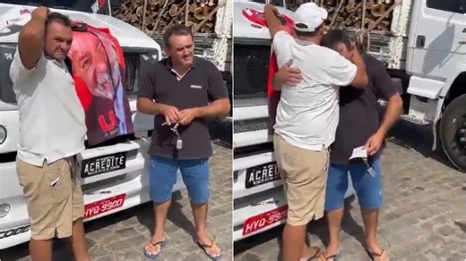 Apoiador de Lula ganha caminhão em aposta com bolsonarista e devolve o prêmio