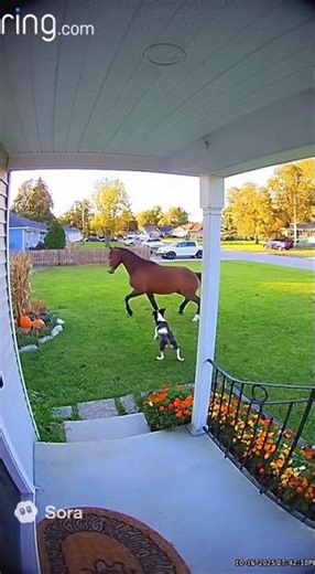 A horse getting chased by a dog #ai ￼ ￼#shorts