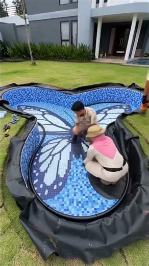 Build Butterfly Swimming Pool in backyard. #family #viral