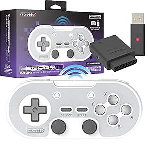 Retro-Bit Legacy 16 Wireless 2.4GHz Controller for SNES, Switch, PC, MacOS, RetroPie, Raspberry Pi and Other USB Devices (Classsic Gray)
