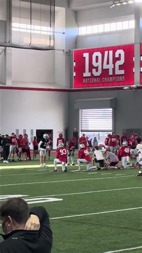 Julian Sayin throws a pass to Brandon Inniss on day two of Ohio State spring practice