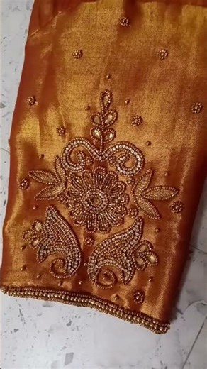 Aari Work Blouse Golden color ‪@Birianfashion‬