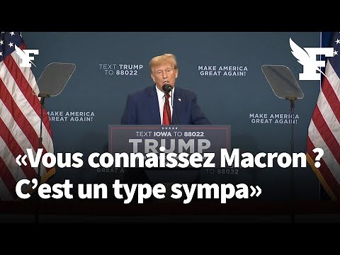 Donald Trump imitates Emmanuel Macron during a rally