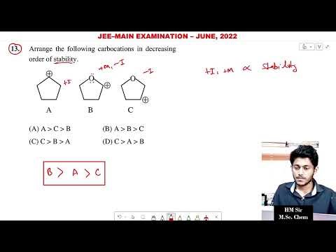 Carbocation stability order explained | JEE Mains 2026