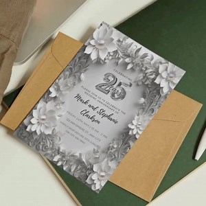25th Wedding Anniversary Invitation - Elegant Silver Wedding Cards, Modern Printable Design, 25th Anniversary Party Invitations - Etsy