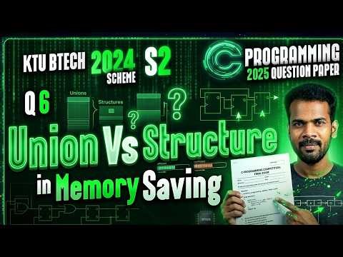 KTU BTech 2024 Scheme S2 GXEST204 | C Programming Q6 | Union Vs Structure | Previous Questions