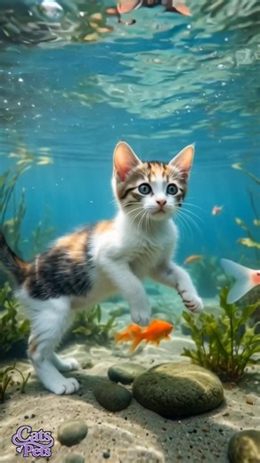 Impossible! A Swimming Cat? 🙀🌊#SwimmingCat