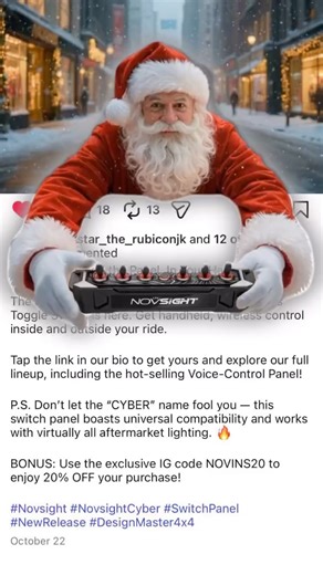 Novsight Overlanding on Instagram: "Looks like Santa himself dropped off this recommendation! 🤣 #Novsight #NovsightCyber #NovsightHalo #SwitchPanel #NewRelease #DesignMaster4x4"