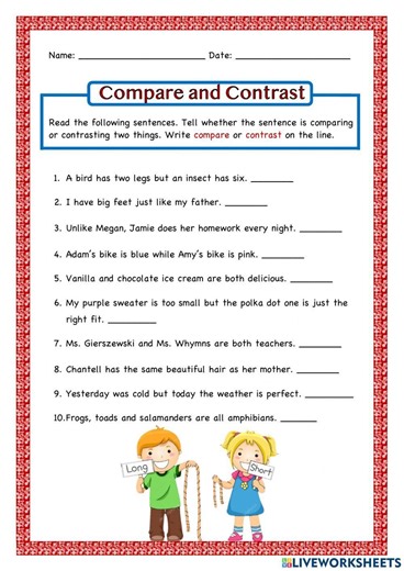 Compare and Contrast free online exercise