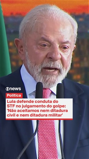 GloboNews on Instagram: "POLÍTICA — Lula parabenizou nesta quinta-feira (8) a atuação do Supremo Tribunal Federal nos julgamentos sobre a trama golpista. O presidente discursou durante cerimônia no Palácio do Planalto, em alusão aos três anos das invasões às sedes dos Três Poderes em Brasília. "Talvez, a prova mais contundente do vigor da democracia brasileira seja o julgamento dos golpistas pelo STF. Todos eles tiveram amplo direito de defesa. Foram julgados com transparência e imparcialidade”,