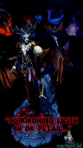 Enchant3d Studio on Instagram: "Lilith from Diablo IV — summoned in full 8K detail. 🔥🖤 This entire build was printed using the Antinsky Rigid Resin 8K, and the results were honestly insane. Ultra-crisp details, razor-sharp edges and a perfectly smooth surface that brings every demonic feature to life. The model is created by the amazing Nom Nom Figures, known for pushing character detail to the absolute limit. We printed the full statue on the Elegoo Saturn 3 Ultra, and handled all washing & c
