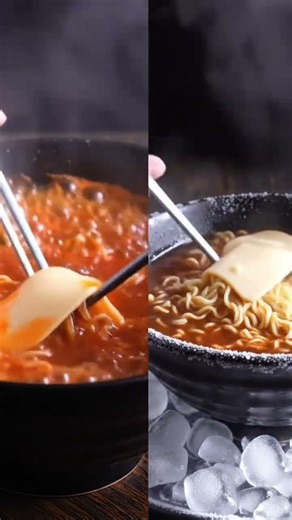 🔥❄️ Korean Fire vs Ice Ramen ASMR | Hot vs Cold 🤯